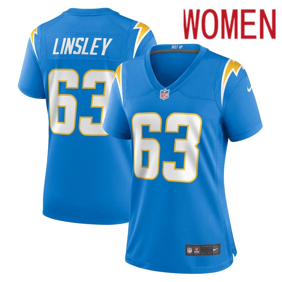 Women Los Angeles Chargers #63 Corey Linsley Nike Powder Blue Game Player NFL Jersey->women nfl jersey->Women Jersey